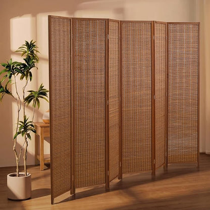 6 Panel Room Divider and Extra Wide Folding Privacy Screen, 94.5" W x 67" H - Image 2