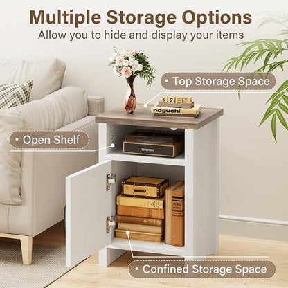 JUMMICO Farmhouse Nightstand, Modern Bedside Table - Image 4