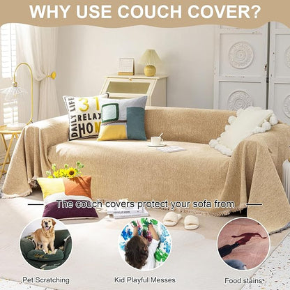 VClife Boho Chic Couch Cover, Soft Chenille Couch Covers - Image 3