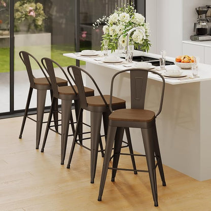 Andeworld Metal Bar Stools Set of 4, 30 inch Bar Height Barstools - Image 5