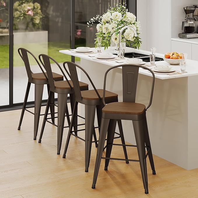 Andeworld Metal Bar Stools Set of 4, 26 inch Counter Height Barstools - Image 5