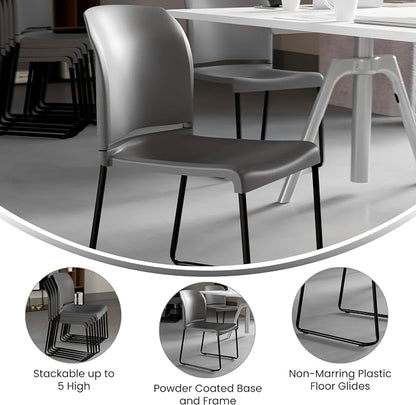 Flash Furniture HERCULES Series 880 lb. Capacity Gray Full Back Contoured Stack - Image 4