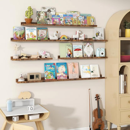 Fun Memories Picture Ledge Shelves Set of 2, 48 Inch Rustic Wall Mounted - Image 6