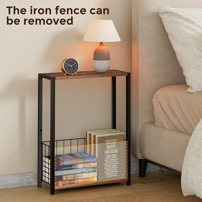Homleke Narrow Side Table with Magazine Holder, Skinny End Table Perfect - Image 7