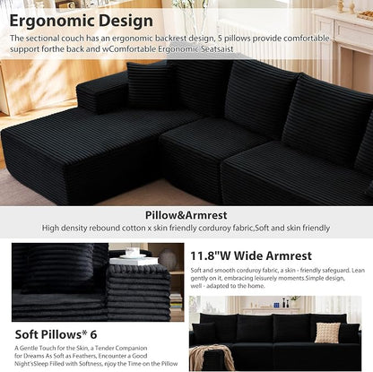 135” Cloud Sectional Couch, Boneless Sofa - Image 6