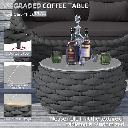 TWT 3 Pieces Aluminum Patio Furniture Set, Hand Woven Textilene Rope Outdoor - Image 3