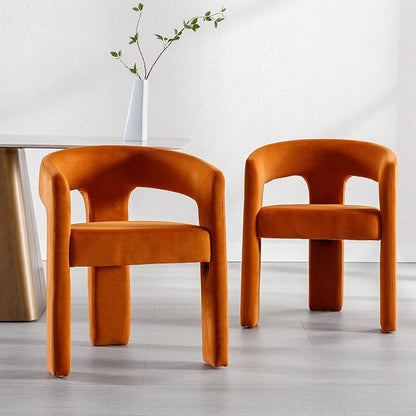 RIVOVA Modern Barrel Dining Chair, Velvet Upholstered Accent Side Chair - Image 3