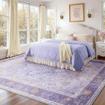 RELEANY Area Rugs 10'x12' Washable Non-Slip, Floral Vintage Distress Print - Image 2