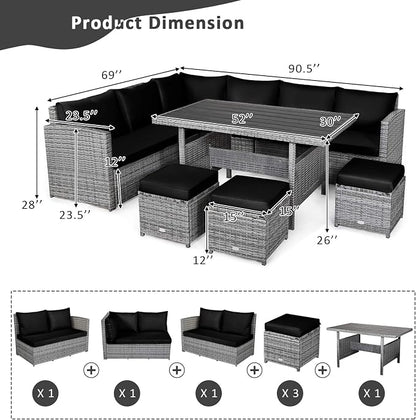 Tangkula 7 Pieces Patio Furniture Set, Outdoor Sectional Rattan Sofa Set - Image 4