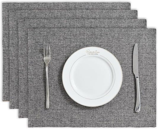 BALCONY & FALCON Placemats Set of 4 Faux Linen Cloth Place Mats Washable by BALCONYFALCON