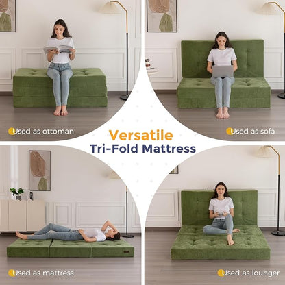 MAXYOYO 6" Folding Sofa Bed for Floor, Tufted Tri-Fold Floor Mattress - Image 3