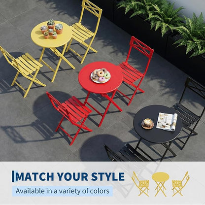 GarveeLife 3 Piece Patio Bistro Set, New Iron Outdoor Furniture Set, Metal - Image 5