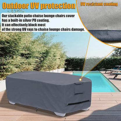 Stackable Chaise Lounge Covers for 2-3 Stackable Patio Lounge Chair, 600D - Image 3