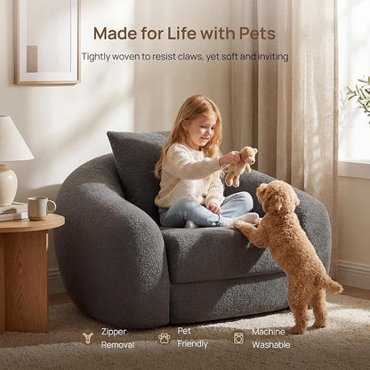 SICOTAS 49.9" Curved Convertible Sofa Couch Bed - Image 5