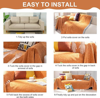 VClife Couch Cover Bohemian Orange Sofa Covers - Image 7