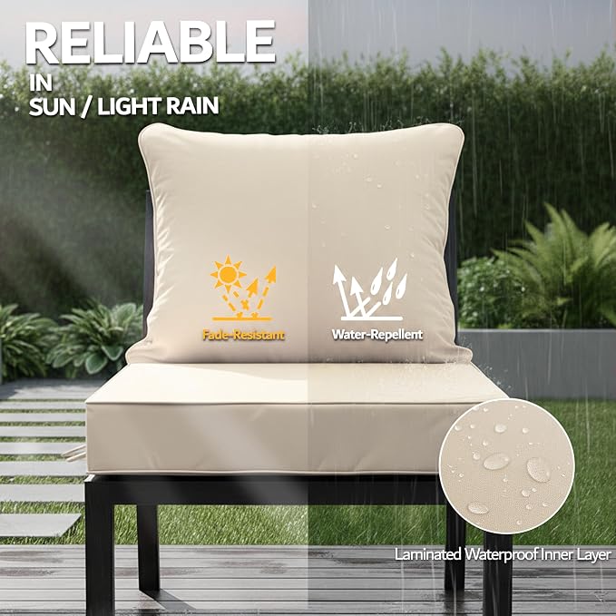 24x24 Inch Outdoor Chair Cushions Set of 2, Patio Furniture Cushions - Image 3