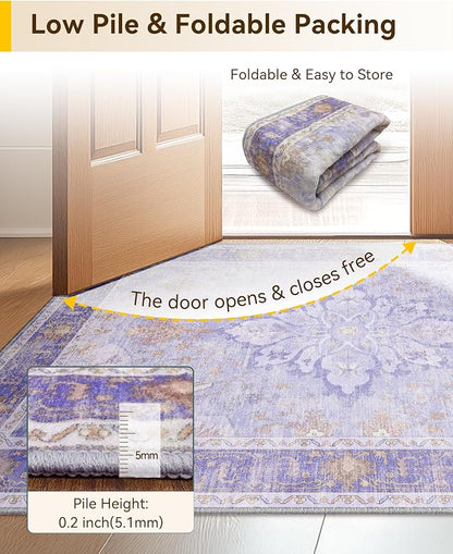 RELEANY Area Rugs 8'x10' Washable Non-Slip, Floral Vintage Distress Print - Image 6