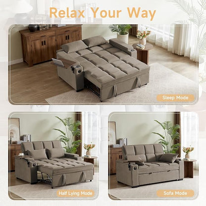 Auvsoce 65'' Chaise Lounge Chair Indoor, 3-in-1 Convertible Sofa Bed - Image 6