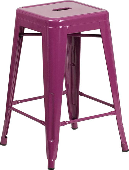 Flash Furniture Kai Commercial Grade 4 Pack 24" High Backless Purple - Image 3
