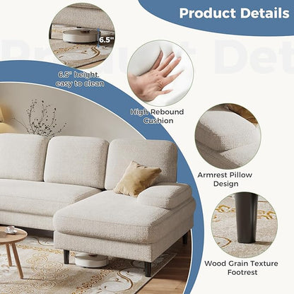DUMOS Sectional Couches for Living Room, U Shaped Couch - Image 5