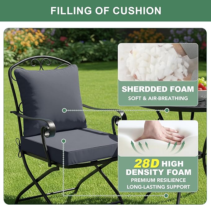 Summsun Outdoor Chair Cushion 19 x 19 Inch, Backrest and Seat Cushion Set - Image 4