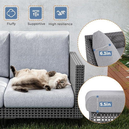Jocoevol Outdoor Patio Sofa Conversation Set–Rattan 4 Seats Comfortable Couch - Image 6
