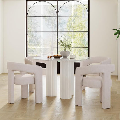 RIVOVA Modern Barrel Dining Chairs Set of 6, Linen Upholstered Accent Chairs - Image 7