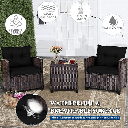 Tangkula 3 Pieces Patio Furniture Set, PE Rattan Wicker 3 Pcs Outdoor Sofa Set - Image 9