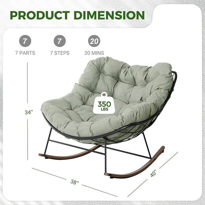 Grand patio Outdoor Rocking Chair, E-Coated Modern Cozy Lounge Rocker Chair - Image 2