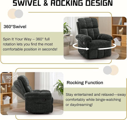 Korser Recliner Chair, Swivel Rocker Recliner Chair - Image 3