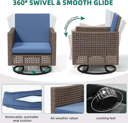 YITAHOME Outdoor Swivel Chair 3 Pieces, Wicker Patio Furniture, Porch Furniture - Image 3