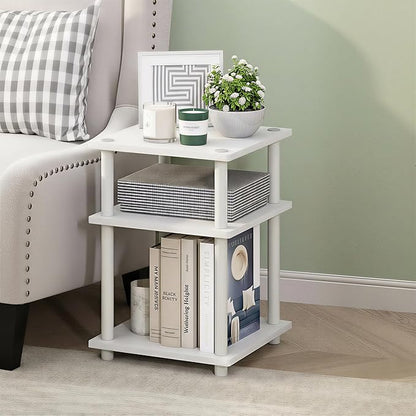 Furinno Turn-N-Tube Side Table, 3-Tier Square Modern End Table, Toolless Open - Image 2
