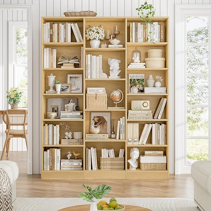 FACBOTALL Triple Wide Bookshelf, 6 Tier Large Bookshelf, Bookcase - Image 4
