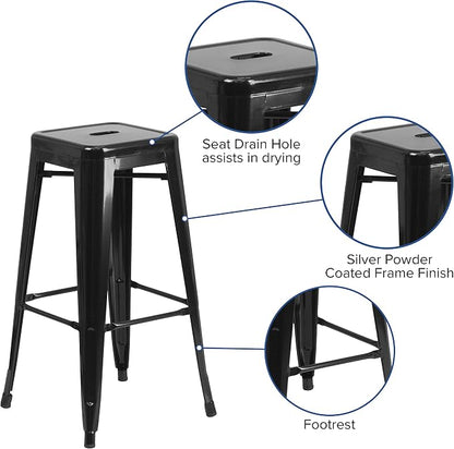 Flash Furniture 30"H Commercial Modern Metal Backless Barstool, Indoor/Outdoor - Image 4