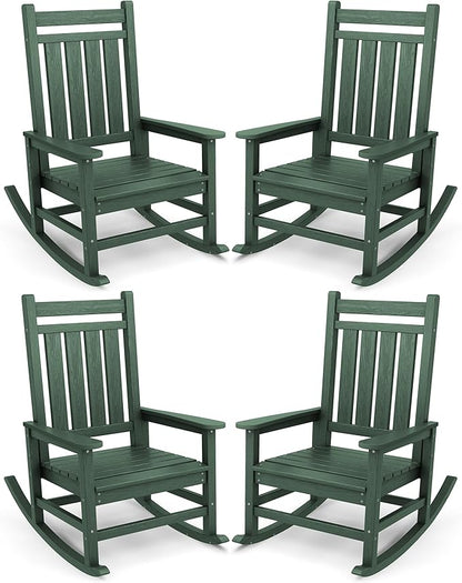 SERWALL Oversized Outdoor Rocking Chair Set of 4, HDPE Rocker by SERWALL