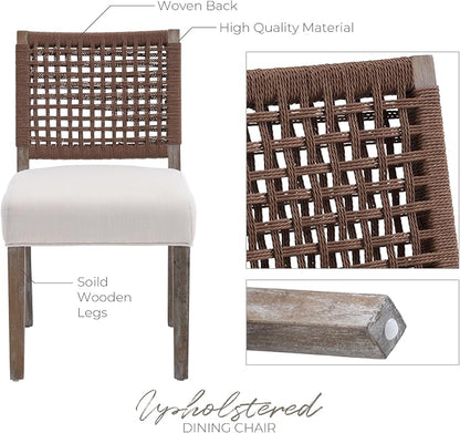 LZAREAL Farmhouse Dining Chairs Set of 6 Linen Fabric Upholstered Accent Side - Image 5