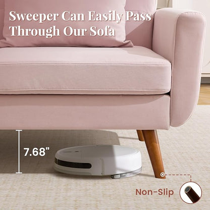 Tbfit 65" W Loveseat Sofa, Velvet Mid Century Modern Love Seat Couches - Image 6