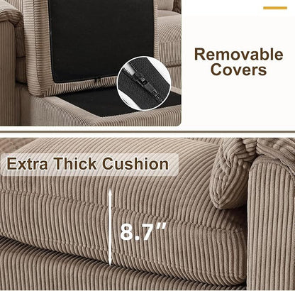 HAOMARKETS Corduroy Sofa Set, Upholstered Ottoman, Loveseat Set of 2with Plush - Image 3