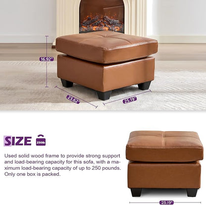 TYBOATLE Brown Leather Sofa Couch Sectional Couches - Image 6