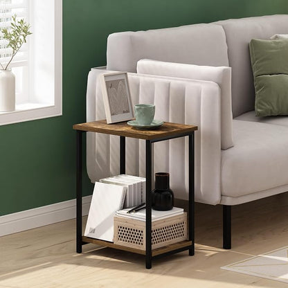 Furinno Simplistic Metal Frame End Table, Amber Pine - Image 2