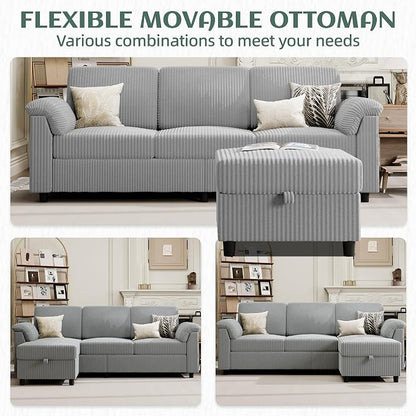 Vongrasig Convertible Sectional Couches Sofa, 3 Seat L Shaped Sofa - Image 7