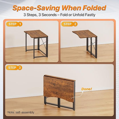 Huuger Folding Desk for Small Spaces, 31.5 Inch Foldable Computer Table - Image 7