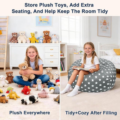 Lukeight Stuffed Animals Storage Bean Bag Chair Cover - Image 6