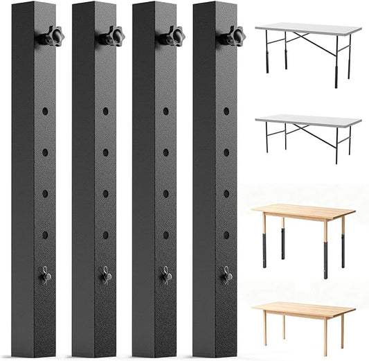 4-Pack Adjustable Folding Table Legs Extension, Heavy-Duty Steel Square by YUEYIN