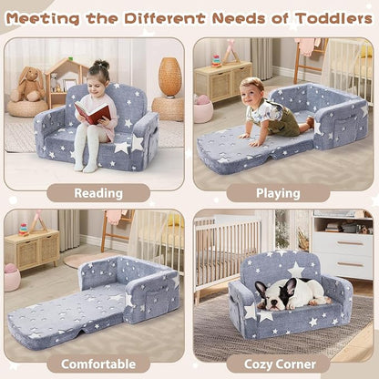 Foryoomi Extra Wide Kids Couch, 2-in-1 Soft Couch - Image 5
