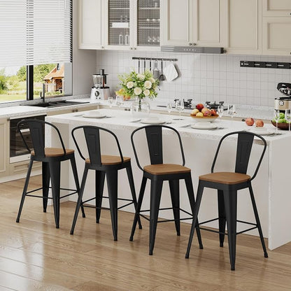 Andeworld Metal Bar Stools Set of 2, 26 inch Counter Height Barstools - Image 7