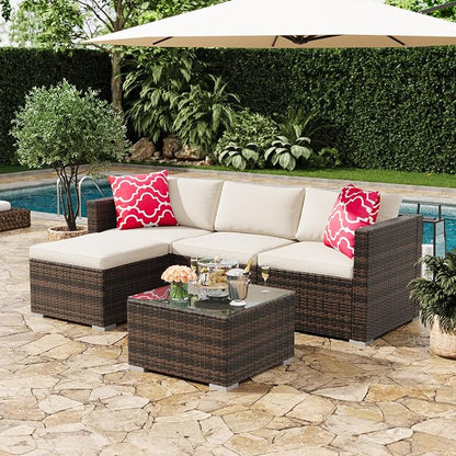 GAOMON 5-Piece All-Weather Patio Furniture Set, Convertible Outdoor Sectional - Image 3