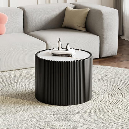 SSLine Round Drum Coffee Table Set of 2 Modern Sintered Stone Top Nesting - Image 7