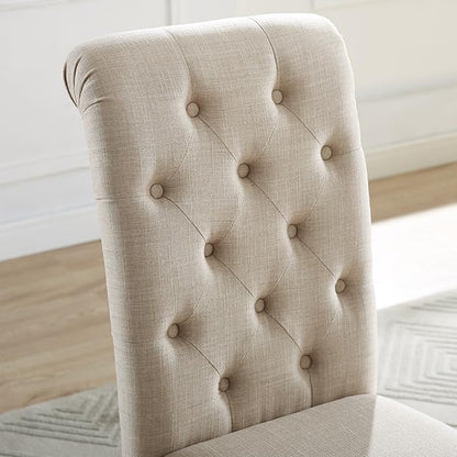 Roundhill Furniture Leviton Solid Wood Tufted Asons Dining Chairs - Image 5