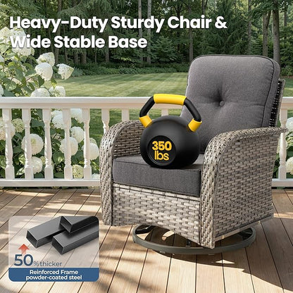 weaxty 5 Pieces Wicker Patio Furniture Set, High Back Swivel Rocker Chairs - Image 6